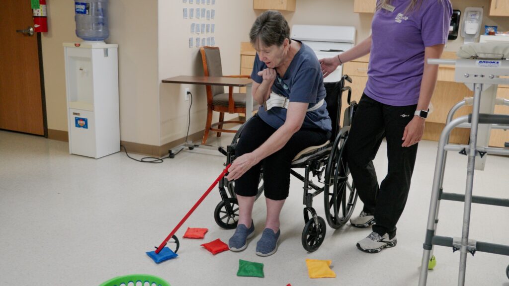 A woman going through short term rehab at Care Manor